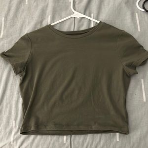 Olive green crop top size medium